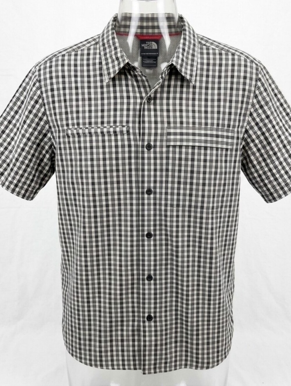 The North Face Mens Millstone Shortsleeve Button-Up Black and White Plaid Sz XL